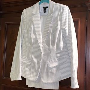 Navy & White Pinstripe Cotton/Nylon&Spandex 2PC